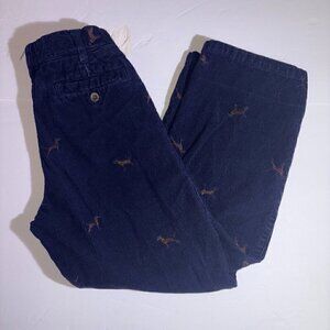 Hartstrings Embroidered Navy Corduroy Pants with Chocolate Lab Dog - size 6
